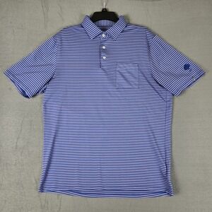 KJUS Performance Golf Polo Shirt Men's Medium Lavender LEE STRIPE‎ UPF 30 Pocket